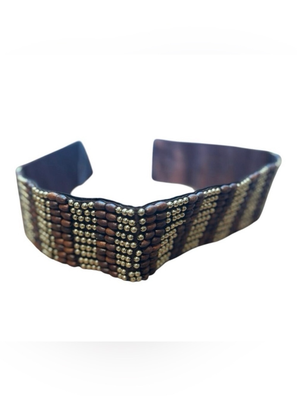 Raj Vintage Deadstock Y2K Brown Gold Beaded Boho Western One Size Belt NEW
